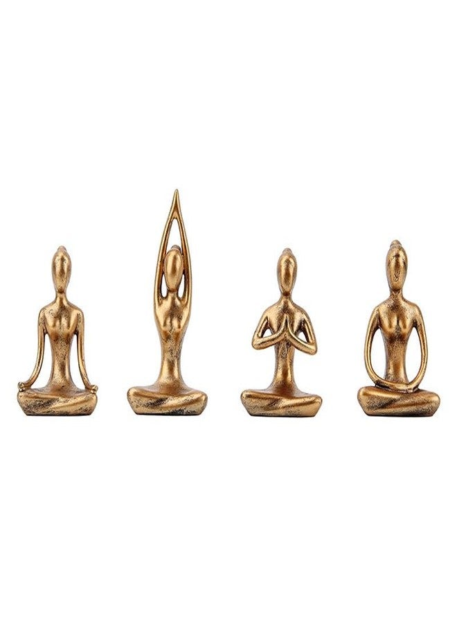 Chiorgone Yoga Pose Statue Set (4 Pcs), Abstract Figurines for Shelf Decor, Zen Meditation Accessories for Home & Office, Spiritual Gift (Gold) - Image 1